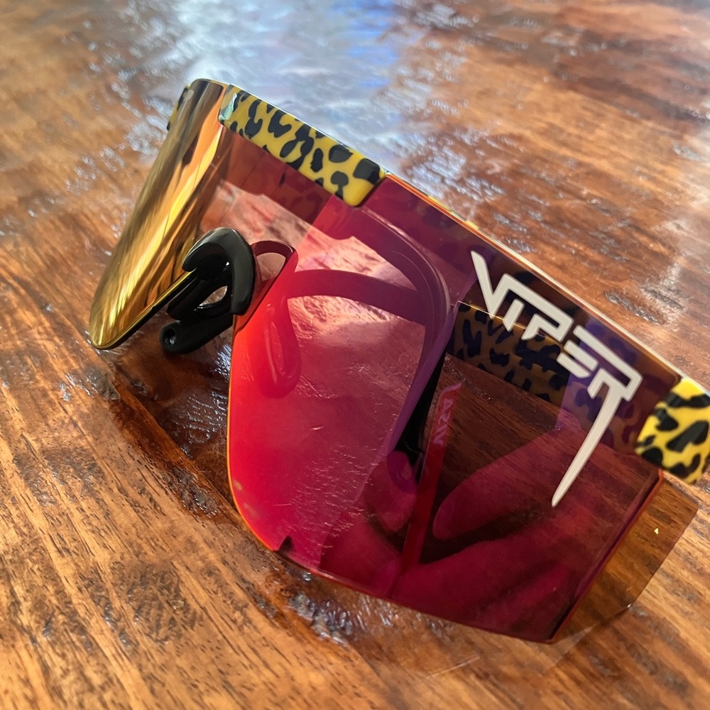 Pit Viper Sunglasses with Leopard Print and Red Lens